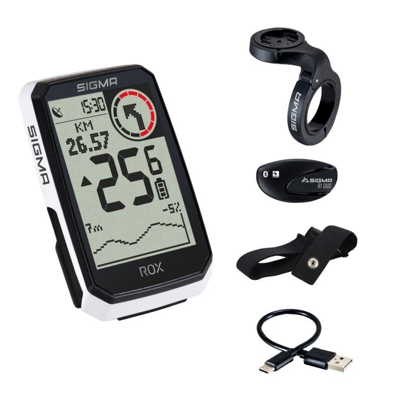 SIGMA ROX 4.0 Endurance GPS Fahrradcomputer – HR Set – weiß